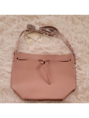 Dusty Rose Vegan Leather Kayla + Ava Bow Tie Bucket Crossbody Bag NWT